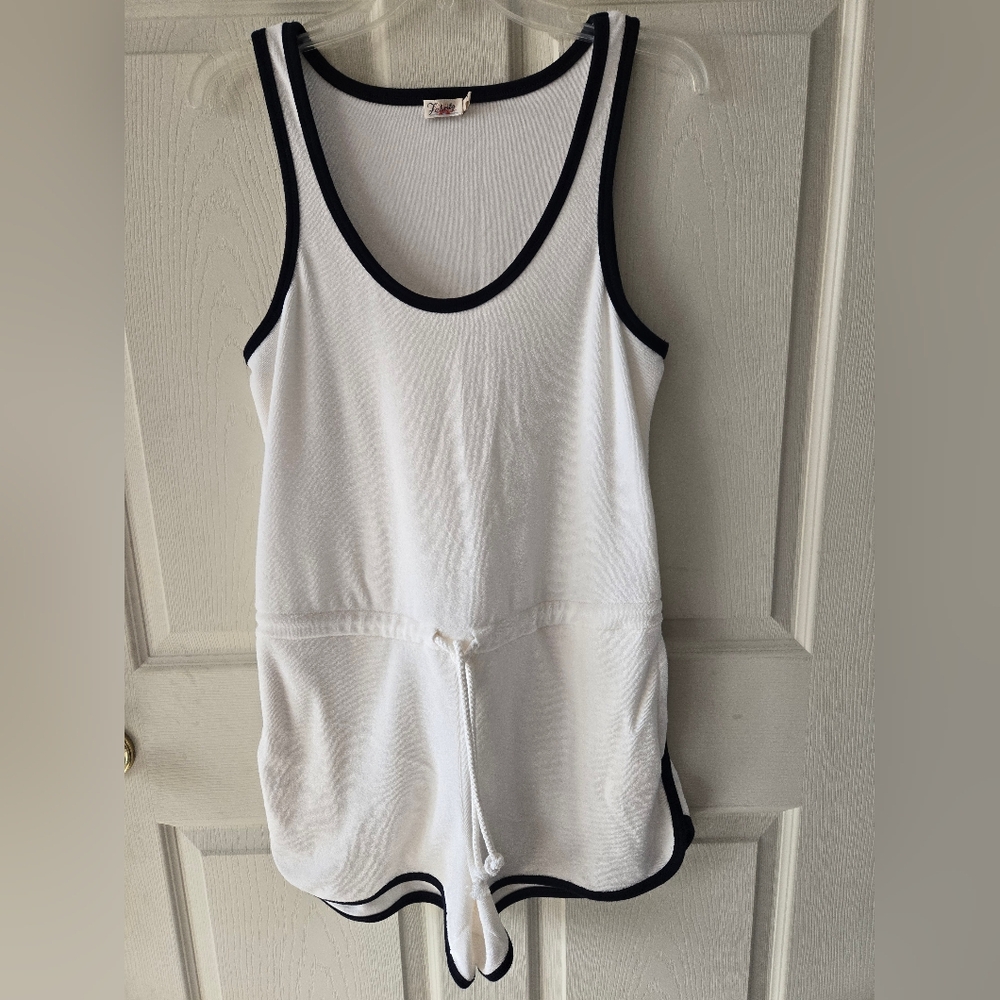 Faherty White and Black Trim Jumpsuit